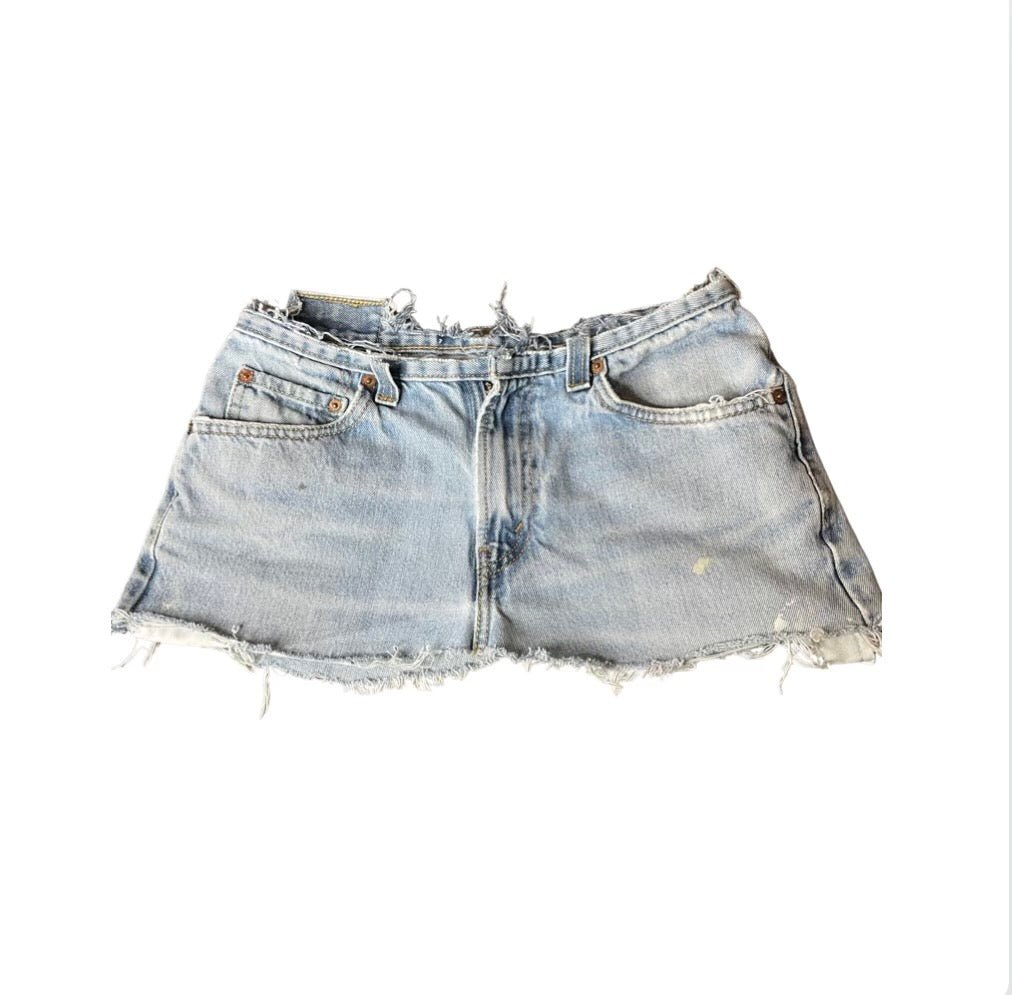 Reworked Denim Levi Mini Skirt